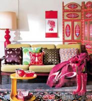 花红柳绿的温馨果色居室风格混搭客厅装修图片
