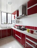 经典红与白  演绎现代时尚美家现代厨房装修图片
