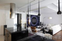 莫斯科时尚公寓 尽显黑白潮流经典现代客厅装修图片