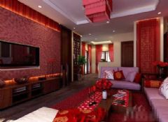 红色经典中式风格客厅设计