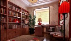 七夕魅力中国红 中式新古典婚房设计古典风格书房