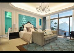 大气磅礴的海绿色  给家一个清新的面孔现代卧室装修图片