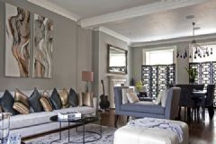 伦敦灰色调古典中性别墅古典客厅装修图片