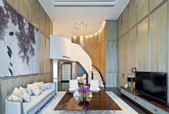 广州精致别墅样板房案例现代客厅装修图片