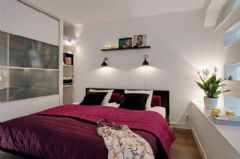 75平米冷色调公寓现代卧室装修图片
