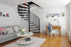 95平方米的清新明亮复式公寓简约客厅装修图片