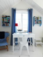 令人惊艳的蓝白清新别墅简约书房装修图片