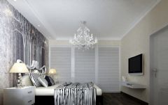 完美时尚88平银光树影现代卧室装修图片