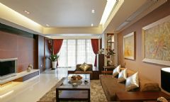 130平 中式古典风格混搭客厅装修图片