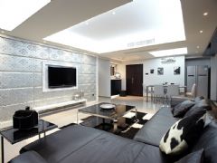 140平黑白灰现代时尚居现代客厅装修图片