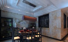 50万打造290平米现代新中式别墅中式餐厅装修图片