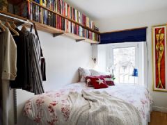 46平米蓝白色清爽公寓简约卧室装修图片
