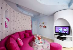 打造粉嫩Hello Kitty主题之家现代客厅装修图片