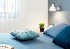 56平米蓝绿色调小清新风格简约卧室装修图片