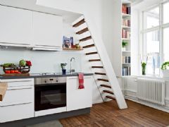 22平米智慧窝居 厨房楼梯的巧搭配现代厨房装修图片