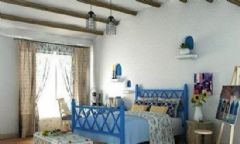 83平清新地中海风格家居地中海卧室装修图片