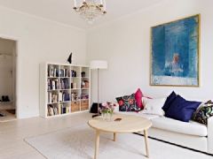 62平米北欧公寓 浅色地板搭纯白居室欧式客厅装修图片