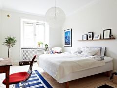 62平米北欧公寓 浅色地板搭纯白居室欧式卧室装修图片