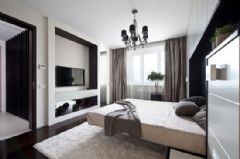 89平莫斯科现代简约公寓 经典黑白配色简约卧室装修图片