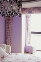 130平乡村田园4居复式 紫色卧室圆床超浪漫田园卧室装修图片