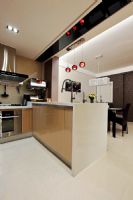 89平米两室家装 开放式厨房和大飘窗现代厨房装修图片