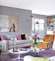 89平米两室紫色梦幻家装简约客厅装修图片