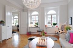 85平轻快明亮的北欧风格公寓欧式客厅装修图片