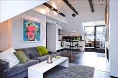 活力亮色的57平米现代公寓混搭客厅装修图片