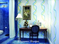 蓝色经典奢华别墅欧式卧室装修图片
