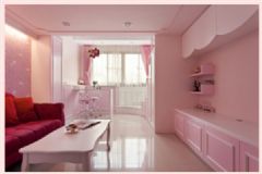 62平米粉色小户型现代客厅装修图片