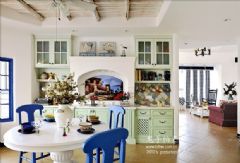 蓝色清新地中海家地中海餐厅装修图片