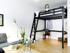 阳光充足37平单身公寓简约卧室装修图片