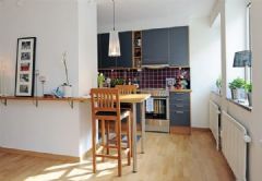 清新自然公寓 北欧风格两居室欧式厨房装修图片