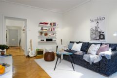 59平白色系紧凑单身公寓简约客厅装修图片