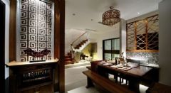 中式风格 跃层住宅中式餐厅装修图片