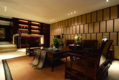 中式原木色奢华别墅中式客厅装修图片