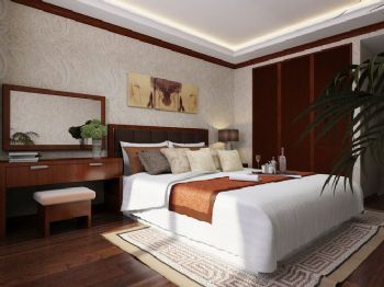 136平新中式精美公寓中式卧室装修图片