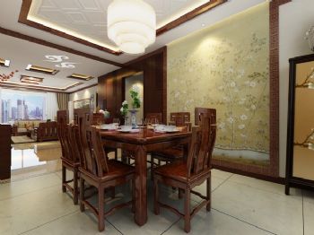 136平新中式精美公寓中式餐厅装修图片