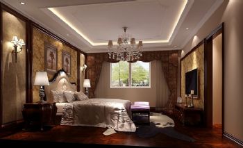 243平欧式美式奢华别墅欧式卧室装修图片