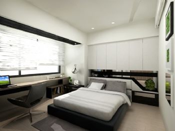 106平现代简约时尚公寓现代卧室装修图片