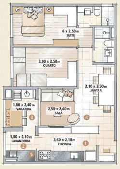 70平米清新一居室简约风格其它