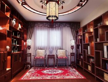 198平新中式极品美宅中式书房装修图片