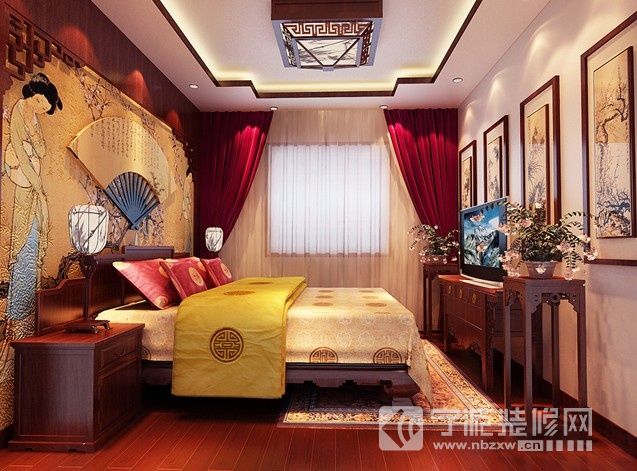 中式卧室装修图片