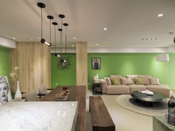 132平米绿色轻松空间现代客厅装修图片