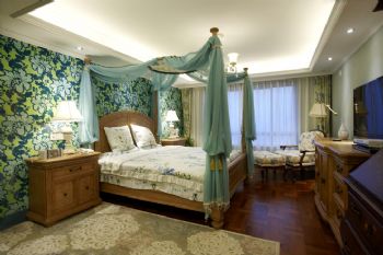 绿城桂花园地中海卧室装修图片