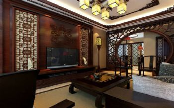 江南庭园中式客厅装修图片