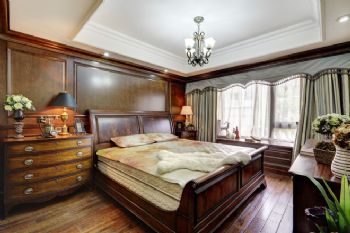 美式别墅经典装修案例美式卧室装修图片