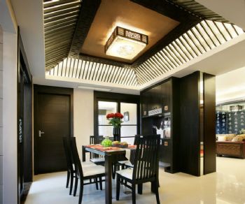 110平米新中式三居装修效果图中式餐厅装修图片