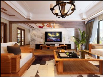 东南亚风三居室设计案例欣赏混搭客厅装修图片
