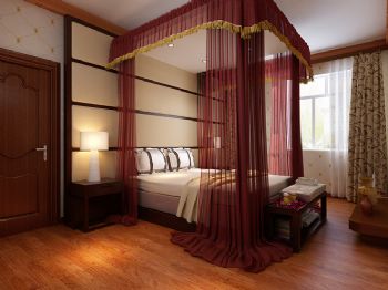 东南亚风格三居室效果图混搭卧室装修图片